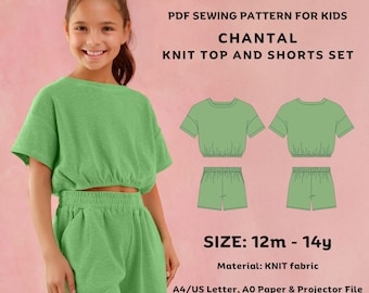 Chantal top and shorts set - PDF sewing pattern for kids | Beginner friendly digital pattern for girls | Size 12 months to 14 years old