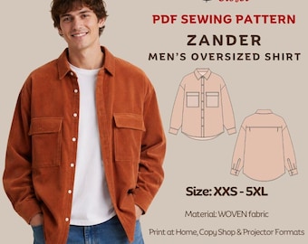 Zander Oversized Shirt PDF Sewing Pattern: Classic, Timeless Casual Wear, Size XXS - 5XL, Print At Home / Copy Shop / Projector