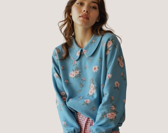 【oan】Collar Sweatshirt 1200W-5120-ForestGrn-13-