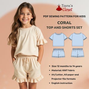 Ruffle Top and Shorts Set Sewing Pattern for Girls (PDF)