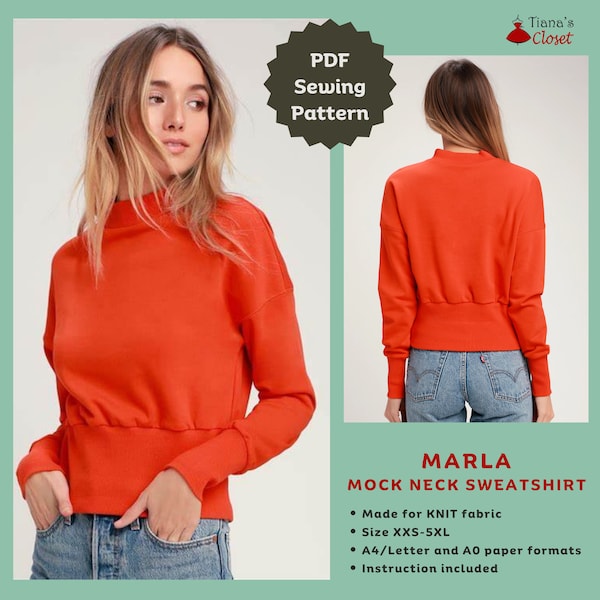 Long Sleeve Mock Neck Sewing Pattern - Etsy