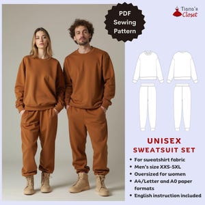Unisex Sweatsuit Sewing Pattern: Basic Knit Lounge Set (PDF Pattern)