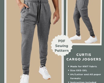 Curtis Cargo Jogger Pants Sewing Pattern for Men (PDF)