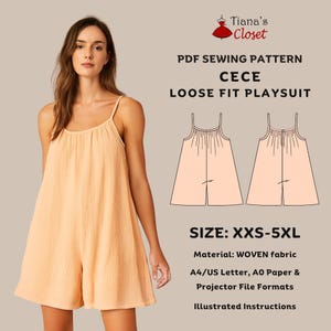 CeCe Romper Sewing Pattern: Loose Fit Jumpsuit (PDF Pattern, XXS-5XL)