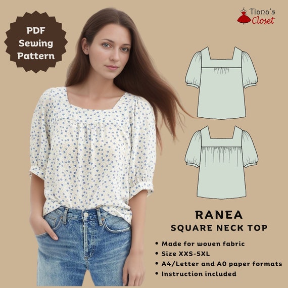 Ranea Square Neck Puffed Sleeve Top | Beginner Friendly