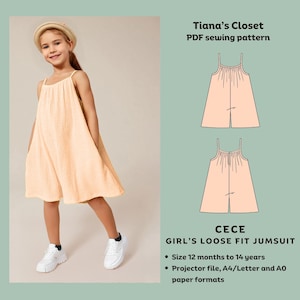 CeCe Loose Fit Kids Jumpsuit PDF Sewing Pattern (Sizes 12mo-14yr)