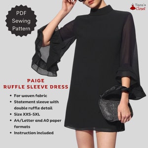 Paige Ruffle Sleeve Dress Sewing Pattern (PDF)