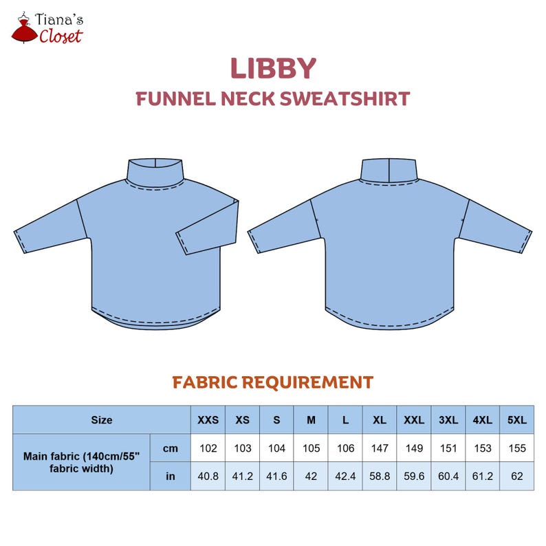 Sweat-shirt à col cheminée et épaules tombantes Patron de couture PDF pour femme Haut en tricot minimaliste à manches longues Libby Couture rapide Taille XXS à 5XL image 2