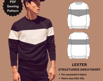 Lester structured sweatshirt - PDF sewing pattern | Beginner friendly sewing pattern for men | Unisex sewing pattern | Tiana's Closet