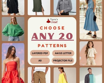 20 Sewing Patterns Bundle: Mix & Match Styles (PDF)