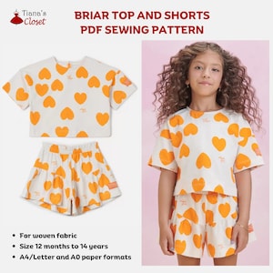 Briar top and shorts set - PDF sewing pattern | Digital sewing pattern for girls | Printable sewing pattern | Sewing pattern for kids