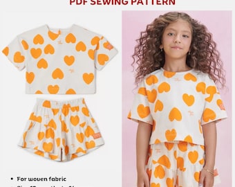 Ensemble haut et short en bruyère - Patron de couture PDF | Patron de couture numérique pour fille | Patron de couture imprimable | Patron de couture pour enfants