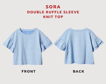 ァッション人気ブランドランキング - Top Knit Sleeve Ruffle Double Sora PDF Pattern Sewing シャツ+ブラウス(長袖+七分)
