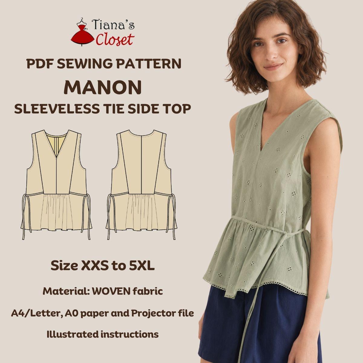 Manon Tie Side Top PDF Sewing Pattern | Beginner Friendly Digital 