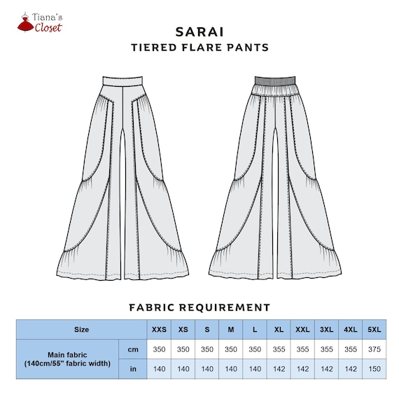 Sarai Palazzo Pants PDF Sewing Pattern: Boho Style, Dramatic Wide