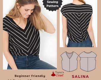 Salina loose fit knit top | Beginner friendly sewing pattern for women | Printable PDF sewing pattern | Tiana's Closet sewing patterns