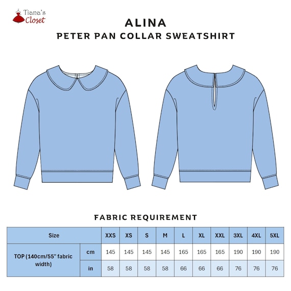 Alina Peter Pan Collar Sweatshirt - PDF Sewing Pattern