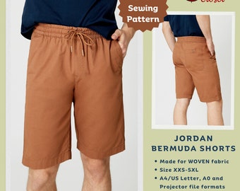 Jordan Bermuda shorts - PDF sewing pattern | Simple casual shorts for men | Easy sewing pattern for men | Tiana's Closet Sewing Pattern