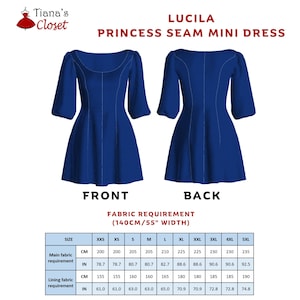 Lucila Scoop Neck Princess Seam Mini Dress PDF Sewing Pattern Digital Sewing Pattern for Women ...