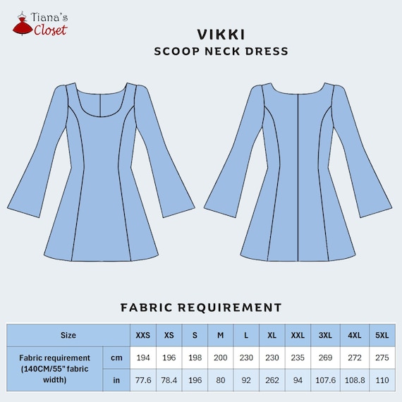 Vikki Bell Sleeve Dress Sewing Pattern: Princess Seam, Scoop Neck