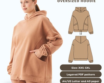 PDF sewing pattern | Frankie oversized hoodie | Digital sewing pattern for women | Hooded sweatshirt sewing pattern | Tiana's Closet