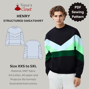 Henry Structured Sweatshirt - Unisex Knit Top PDF Sewing Pattern (XXS-5XL)