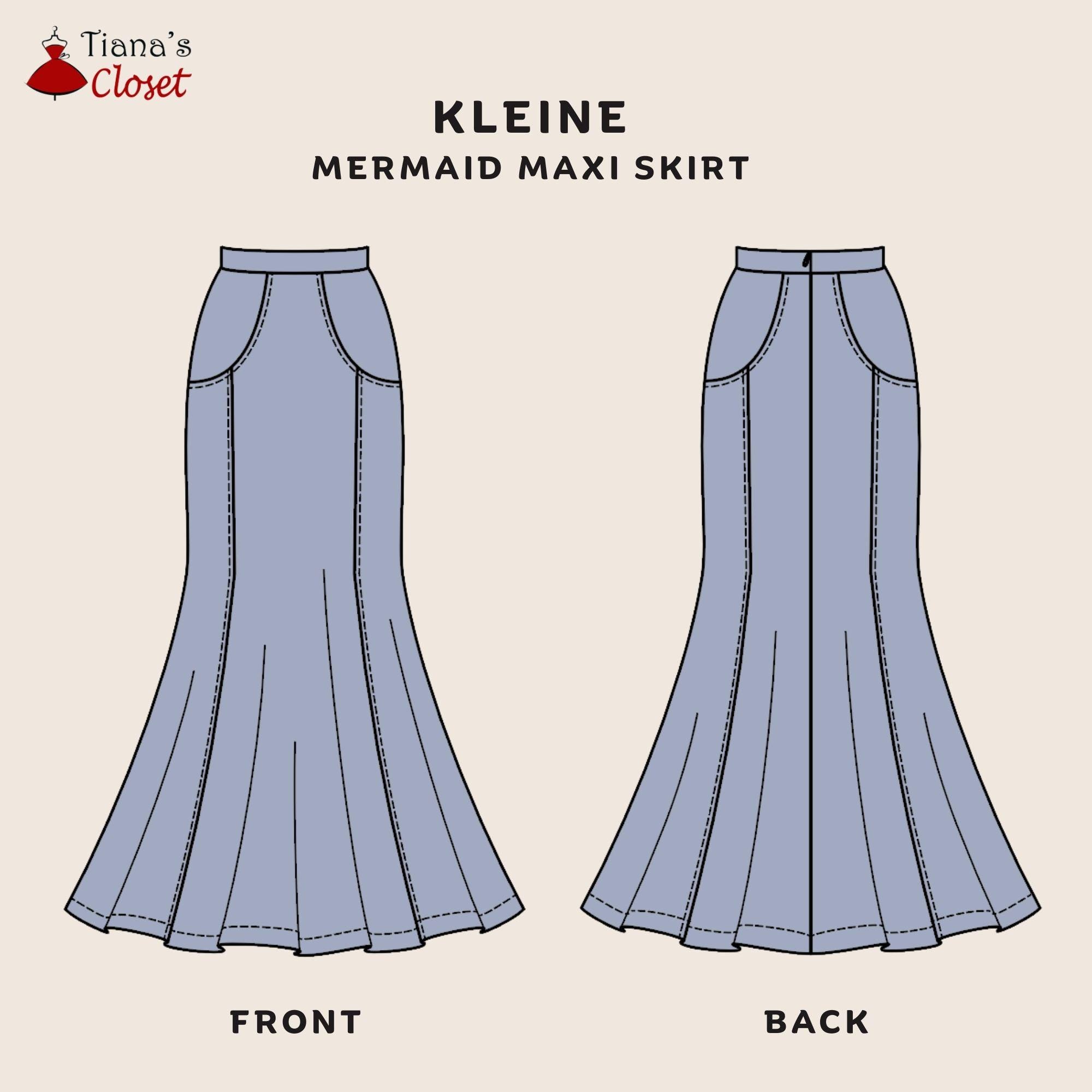 Kleine Mermaid Maxi Skirt PDF Sewing Pattern: High Waist, Ankle