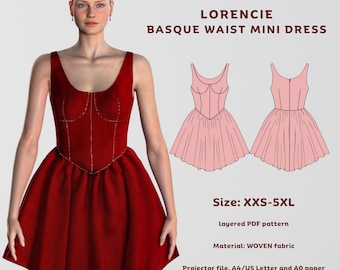 Naaipatroon Lorencie Baskische taille mini-jurk (pdf) Nederland