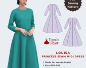 princess seam midi dress Lands' End Women's Princess Seam Poplin Above the Knee Dress - Medium