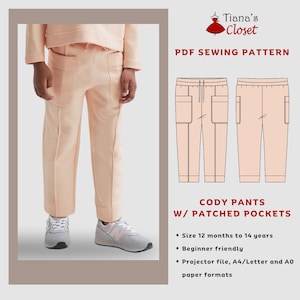 Cody aufgenähte Taschen- Hose für Kinder - PDF Schnittmuster | Einfaches Schnittmuster für Jungs | Schnittmuster für Anfänger | Tianas Schrank