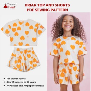 Briar top and shorts set - PDF sewing pattern | Digital sewing pattern for girls | Printable sewing pattern | Sewing pattern for kids