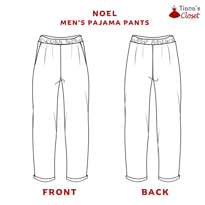 Noel Men's Pajama Pants PDF Sewing Pattern Slouchy, High Waist, 32 Inch