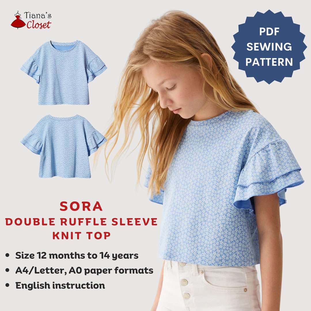 Sora Double Ruffle Sleeve Knit Top - PDF Sewing Pattern