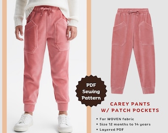 Easy elastic waist pants for kids - PDF sewing pattern | Carey pants sewing pattern for boys | Sewing pattern for beginners | Tiana's Closet