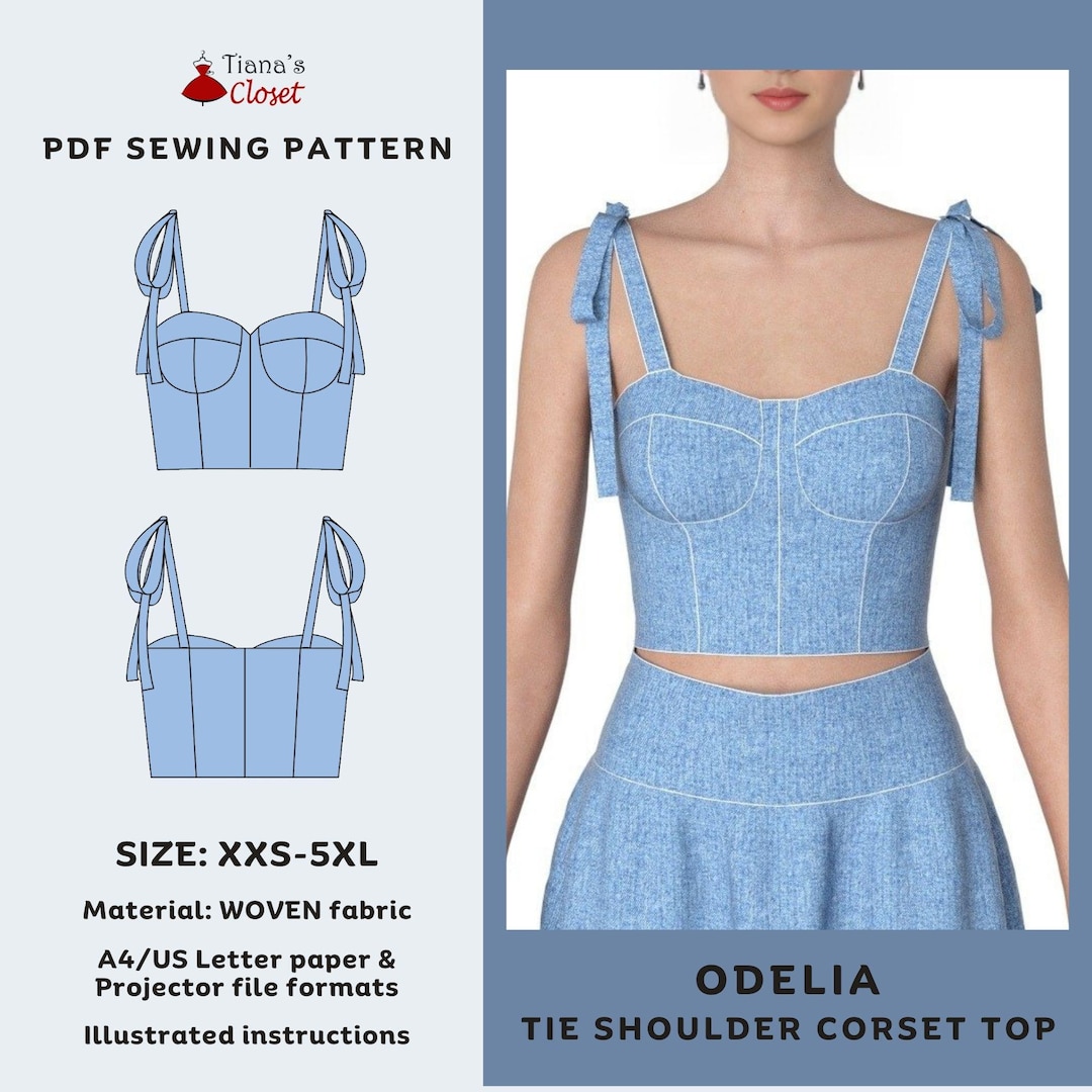 Odelia Corset Top PDF Sewing Pattern | Cottagecore Top | Printable ...