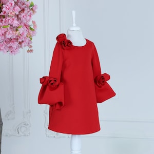 Christmas Baby Dress & Red Flower Dress for Baby Girl and Toddler, Wedding Baby Dress, Holiday Baby Girl Dress, Sparkly Girl Dress