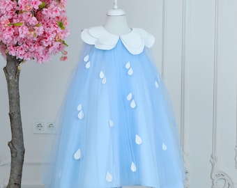 Blauwe tule babyjurk: eerste verjaardagsfeestje, trouwoutfit