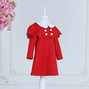 Red Toddler Girl Dress, Christmas Dress for Baby Girld, Relaxed Fit Baby Girl Dress, Party Girl Dress, Scuba Fabric Toddler Dress