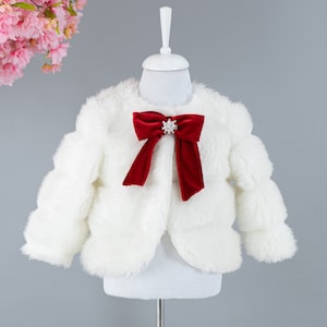 White Toddler Jacket for Autumn and Winter, Baby Girl Bolero Jacket, Long Sleeve Bolero Jacket for Girls, Plush Baby Jacket