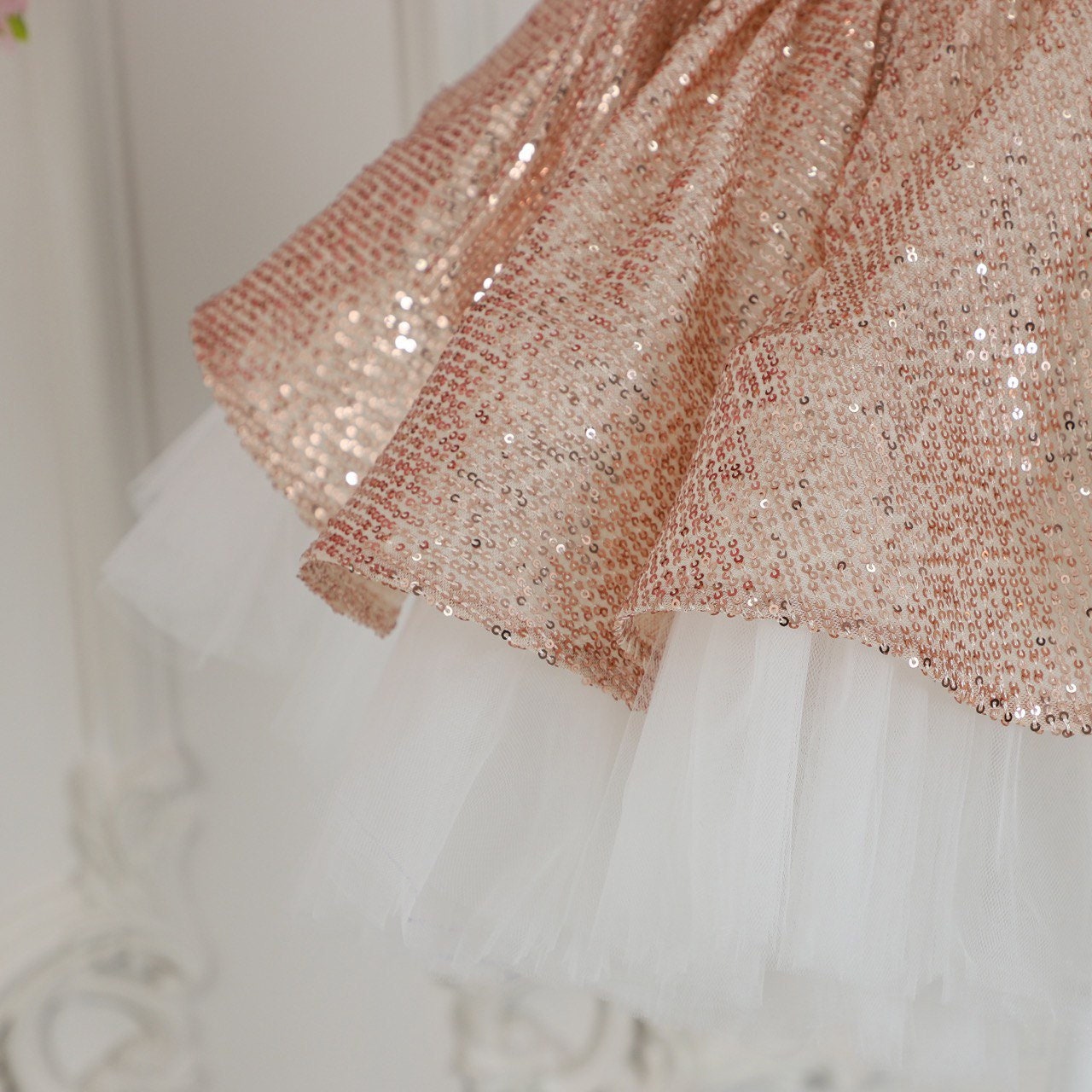 Sequin Tulle Party Dress: Fuchsia Rose Gold Baby Girl Outfit - Etsy