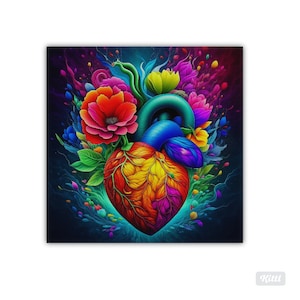 Human Heart Abstract with flowers office artwork wall digital SVG file