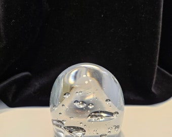 Clear Glass Paperweight with Encased Air Bubbles