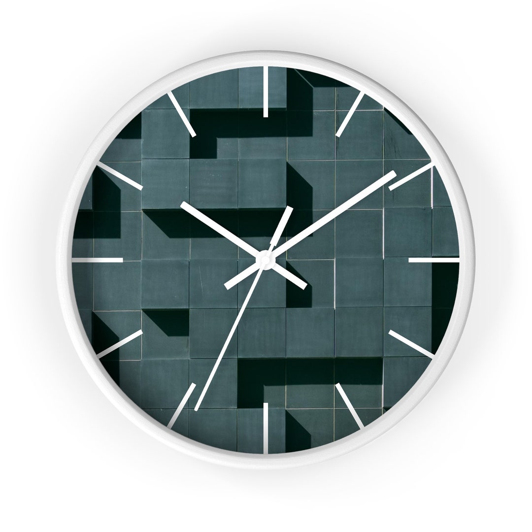 Unique Abstract Wall Clock Grayish Blue Minimalist Wall Etsy