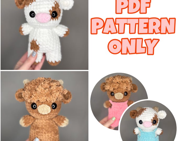 Crochet Spotted Cow & Highland Cow - Digital Pattern ONLY