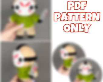 Patrón de ganchillo en PDF para mini máscara de hockey / Adorable peluche amigurumi de terror / Patrón de ganchillo para Halloween / Descarga digital únicamente