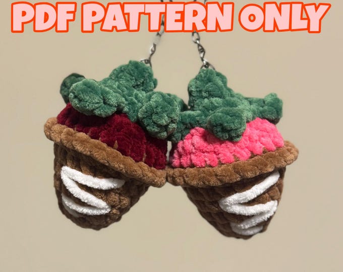 Crochet Chocolate Covered Strawberry Keychain - Digital Pattern ONLY
