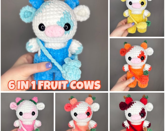 6 in 1 Crochet Fruit Cows - Digital Pattern ONLY