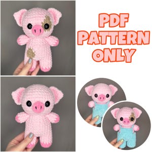 Pig Crochet Pattern PDF Bundle | Cute Amigurumi Pigs in Overalls | Crochet Doll Patterns Digital Download ONLY