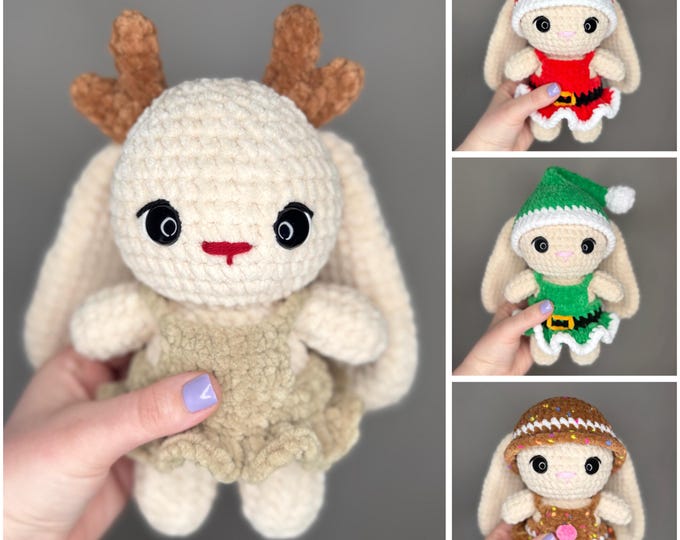 4 in 1 Crochet Christmas Bunnies - Digital Pattern ONLY