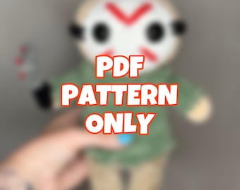 Patrón de ganchillo en PDF de hombre con máscara de hockey / Adorable peluche amigurumi de terror / Patrón de ganchillo para peluche de terror de Halloween (solo descarga digital)